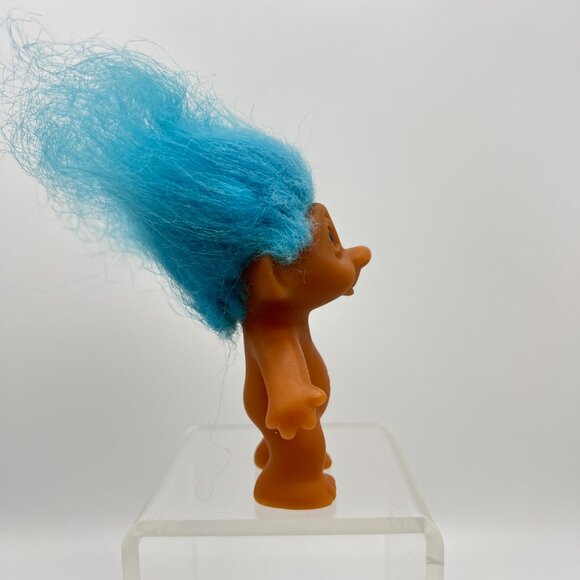 Vintage TNT Troll Doll Light Blue Hair Neon Yellow Eyes Troll - Picture 4 of 8